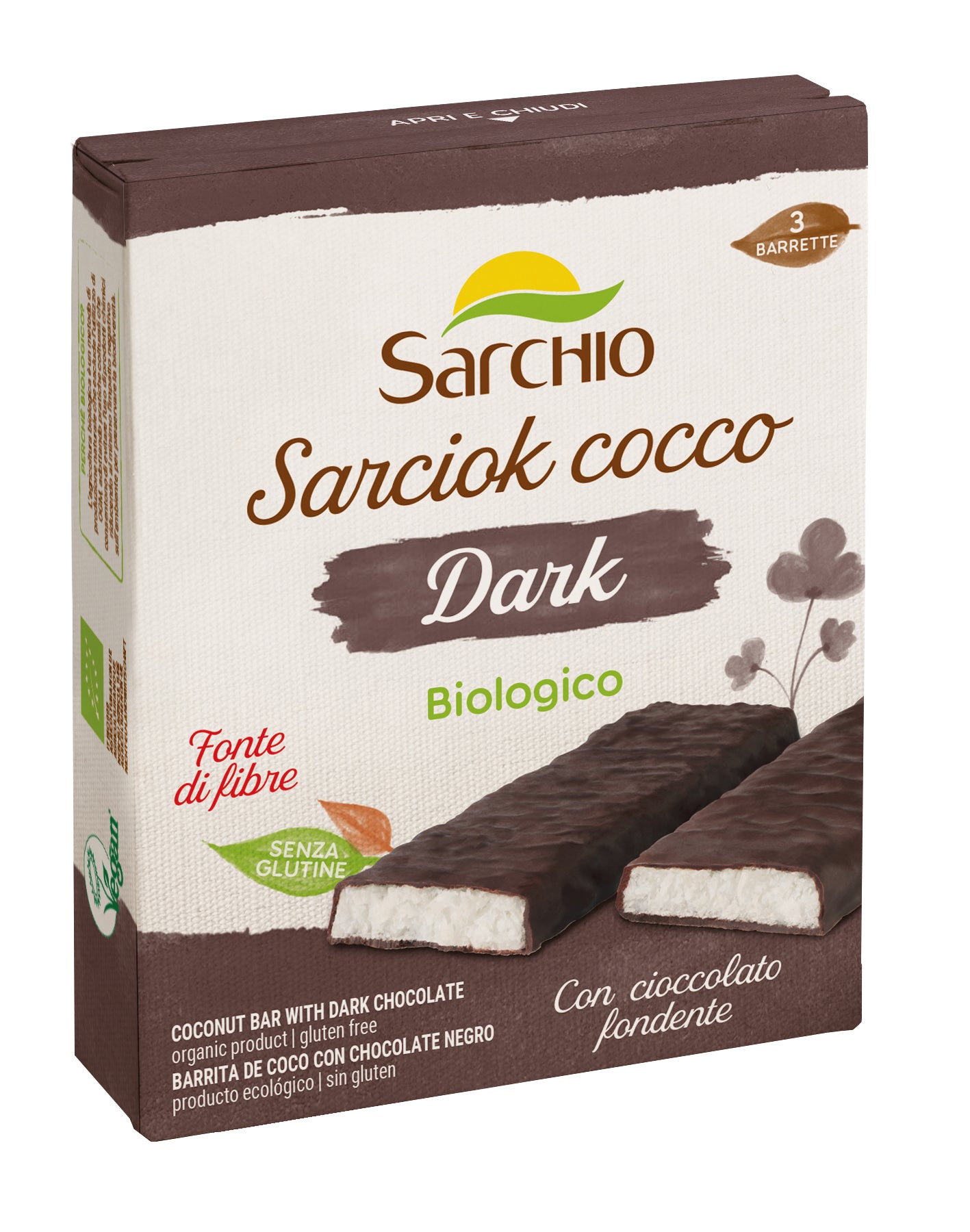 Sarciok kokosove ploščice s temno čokolado, 90 g